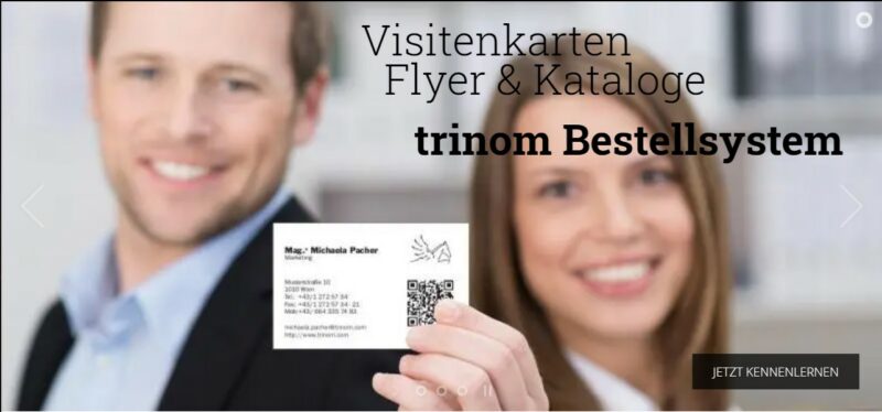 Symbolbild: TRINOM Web2Print für Visitenkarten, Flyer, Stempel, Schilder